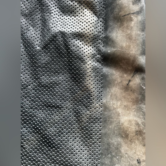 Vintage Leather Backpack Purse Dark Slate Blue Grey Taupe & Gold Tone hardware - Picture 5 of 5